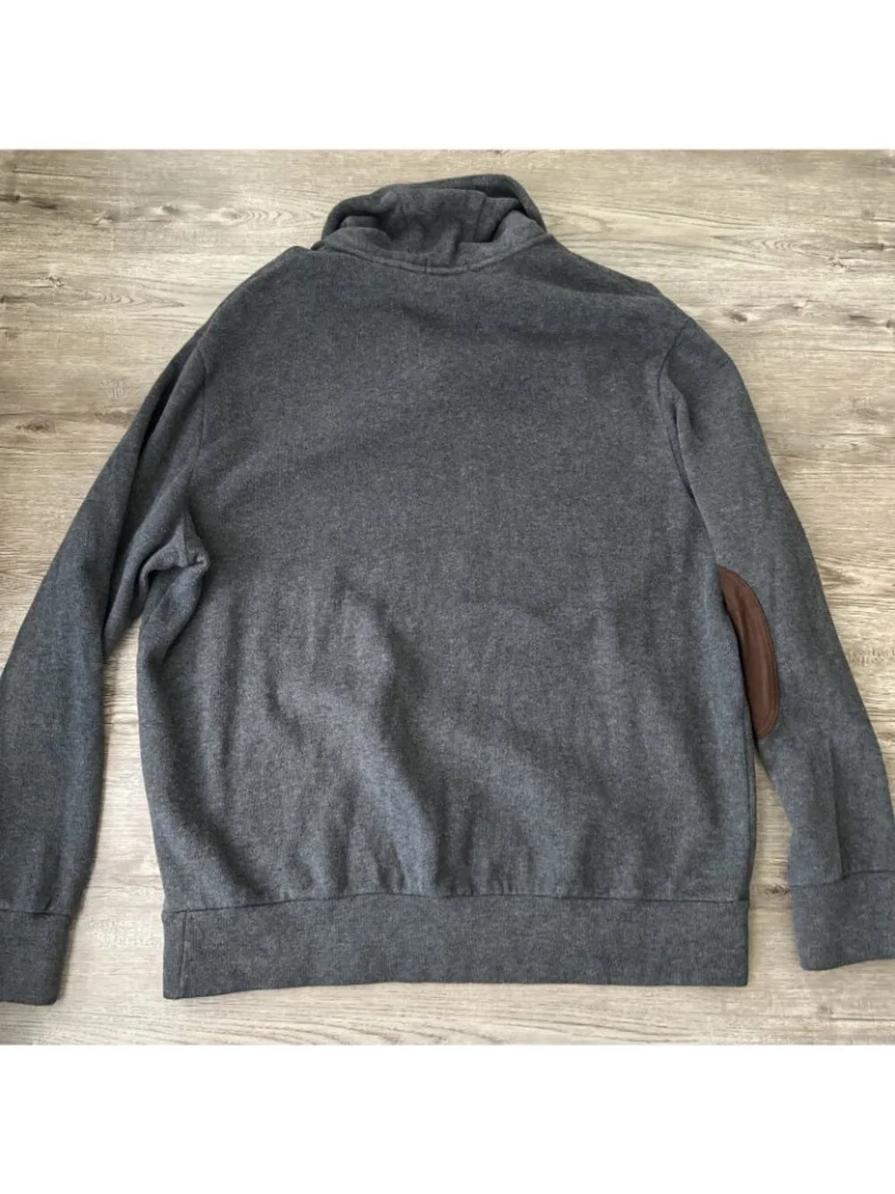 Polo Ralph Lauren Shawl Collar Pullover Mens XXL Gray Suede Elbow Patches Cotton